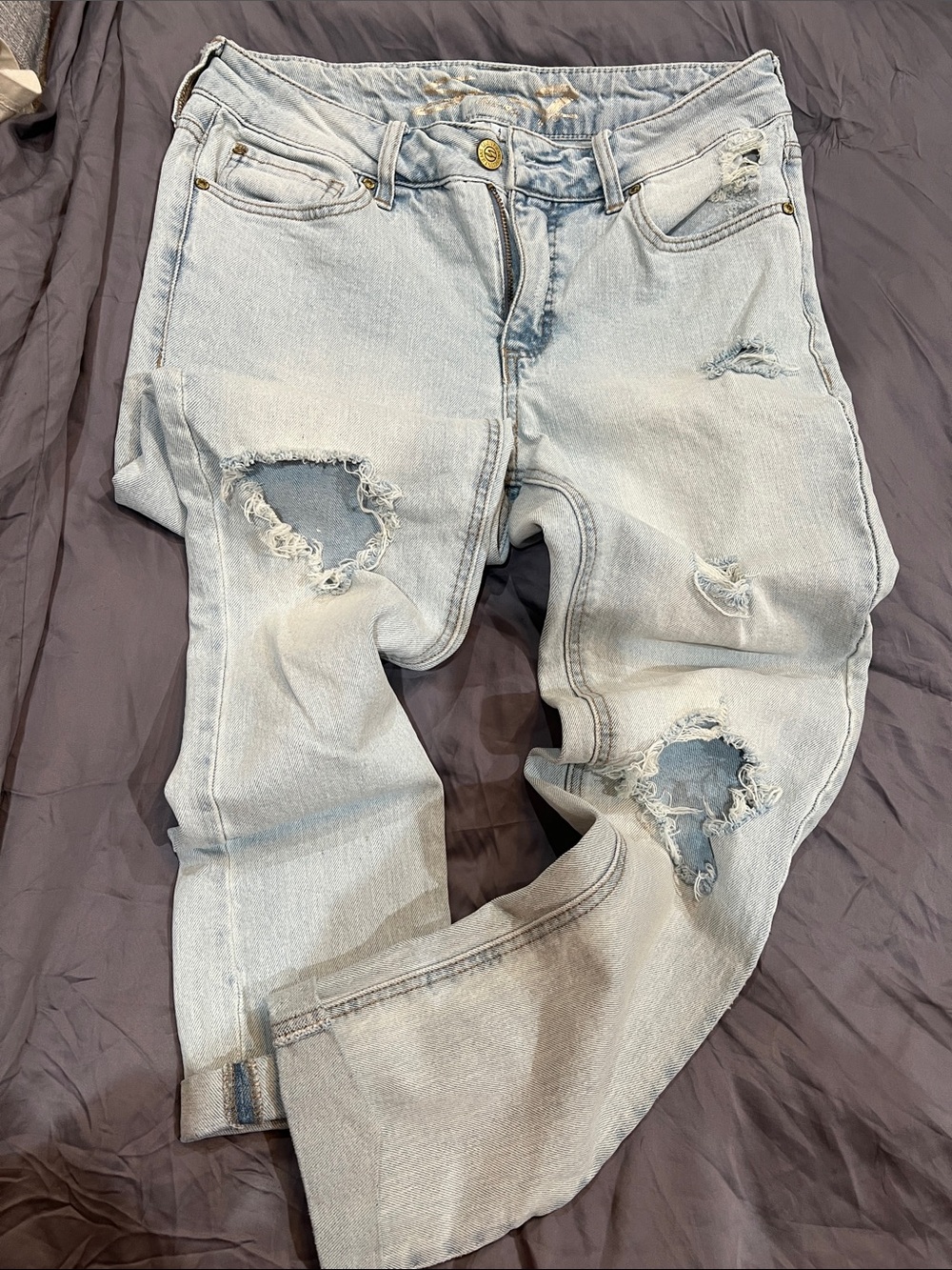 Seven7 Light Blue Distressed Boyfriend Jeans
